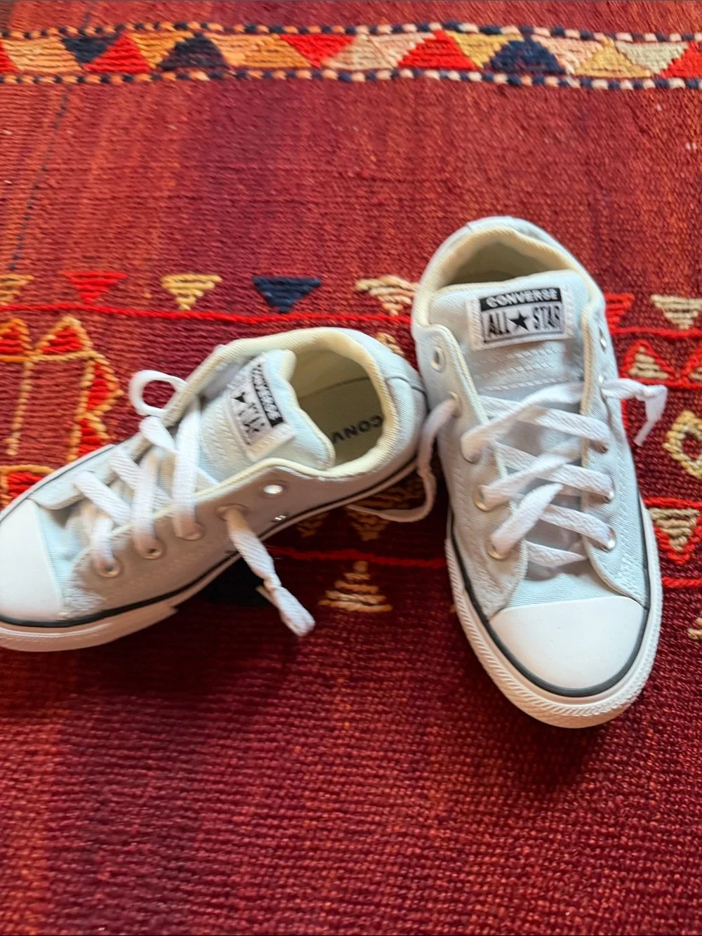 Converse Kids Pale Blue and White Low Top Sneakers